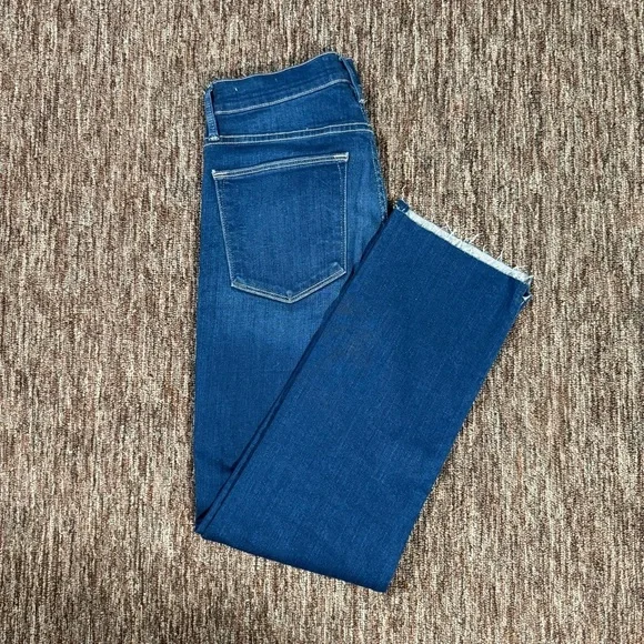 NWOT Frame Denim Le High Skinny Stagger Raw Hem Jeans Cropped Medium Wash 27 - Picture 3 of 10